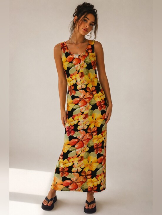 Jessica Dresses & Skirts - Vintage 90s Jessica Tropical Floral Maxi Dress Size 8 Y2K Slip Dress